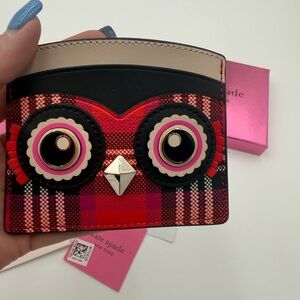 Kate Spade Blinx Owl Design Card Holder - Black and Pink BNIB